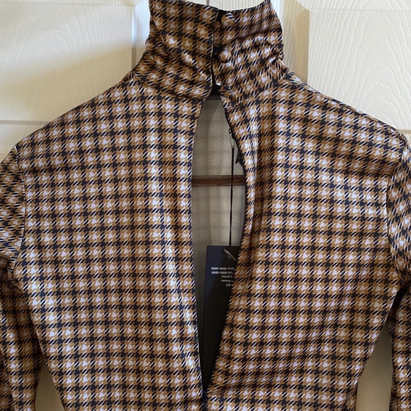 Rokh Mask Houndstooth Satin-Jersey Turtleneck Top XS New With Tags - Picture 8 of 9